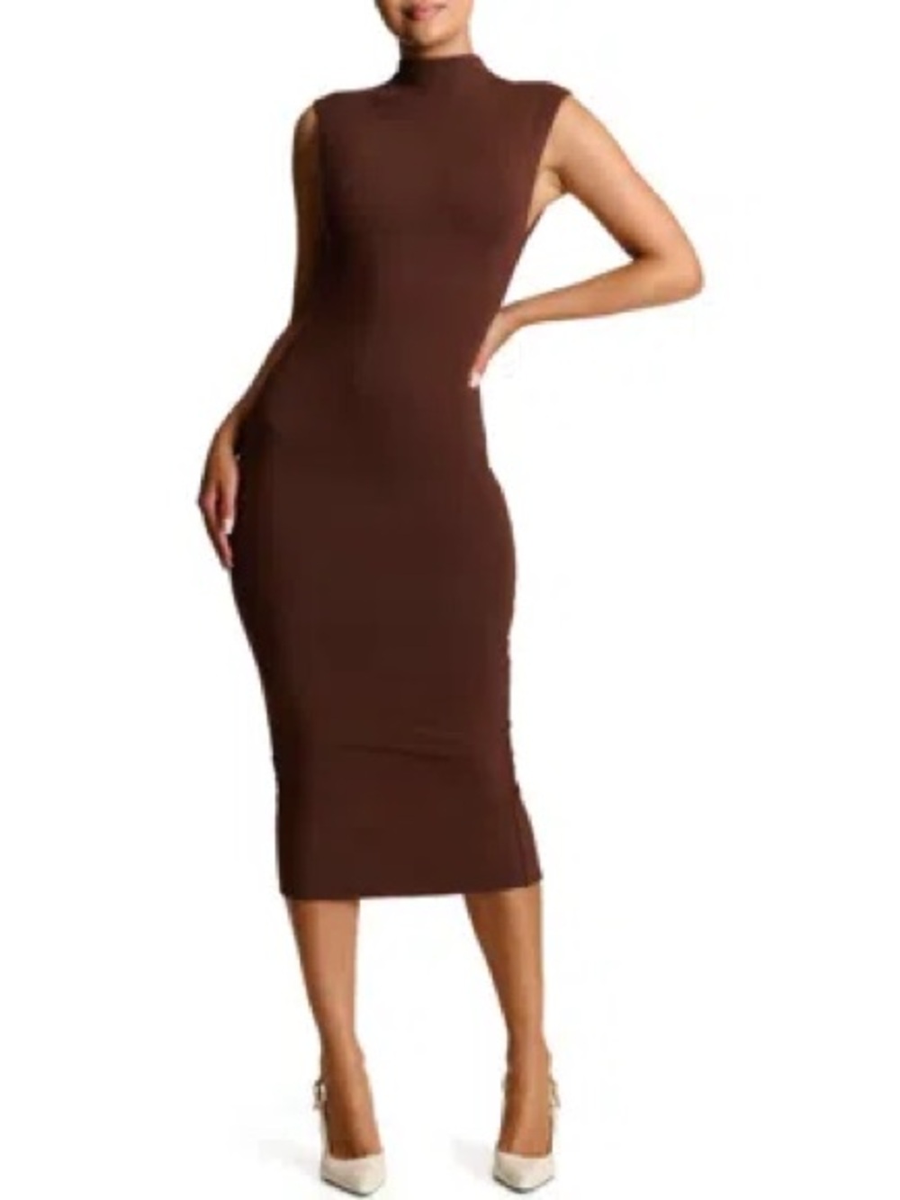 NAKED WARDROBE MOCK NECK DOUBLE LAYERED MIDI DRESS ❤️❤️